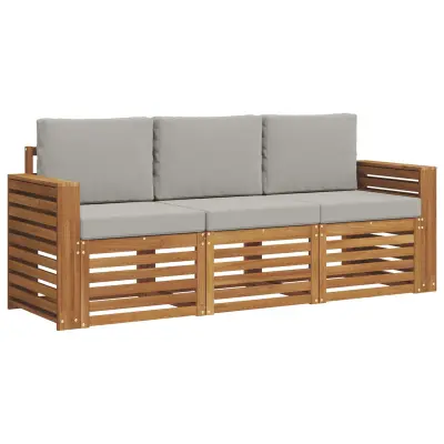 vidaXL Sedežne garniture z blazino 3 pcs Naravna in svetlo siva