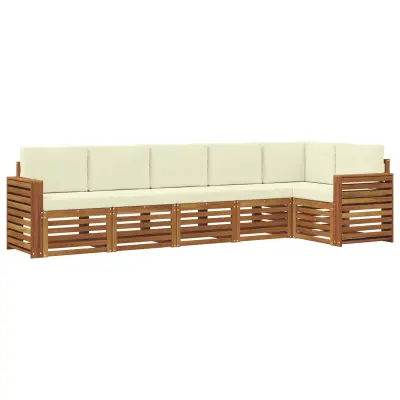 vidaXL Kotna sedežna garnitura z blazino 6 pcs Naravna in smetana
