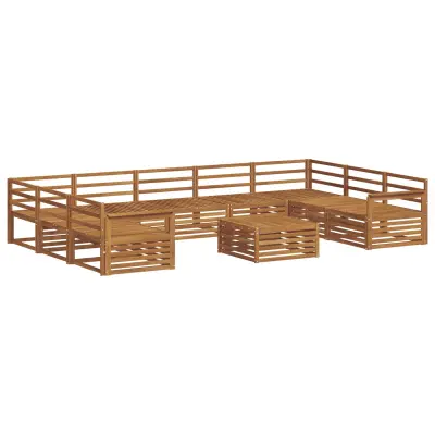 vidaXL Zunanja garnitura za sedenje 10 pcs Naravna Masiven les akacije