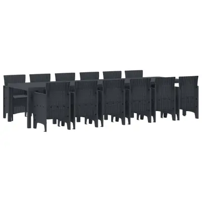 vidaXL Komplet za jedilnico v vrtu 13 pcs Antracit Polt rattan