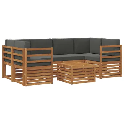 vidaXL Zunanja garnitura za sedenje 7 pcs Naravna in antracitna