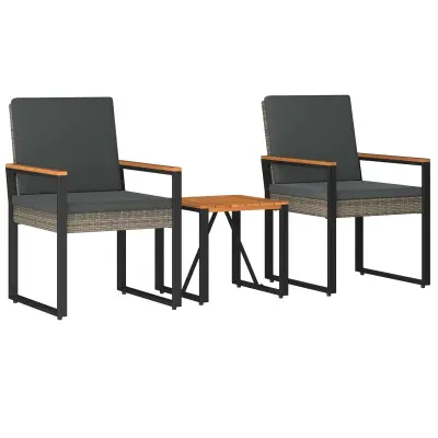 vidaXL Zunanji pohištveni set 3 pcs Siva in temno siva poli ratan