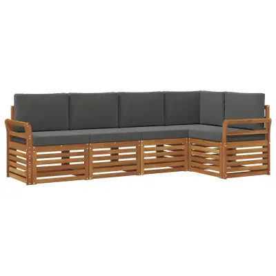 vidaXL Kotna sedežna garnitura z blazino 5 pcs Naravna in antracitna