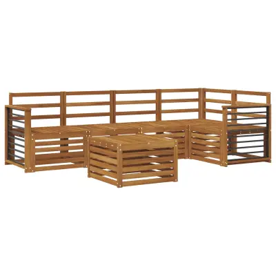 vidaXL Kotna sedežna garnitura 6 pcs Naravna Masiven les akacije