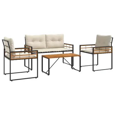 vidaXL Zunanji pohištveni set z blazino 4 pcs krema