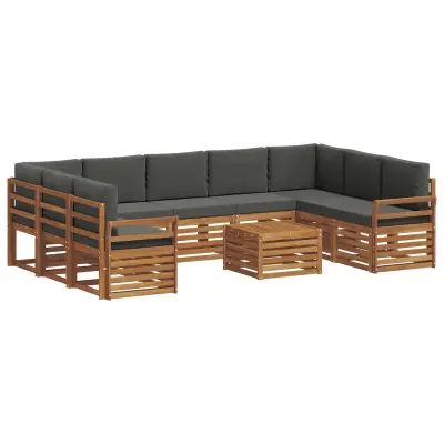 vidaXL Sedežne garniture z blazino 10 pcs Naravna in antracitna