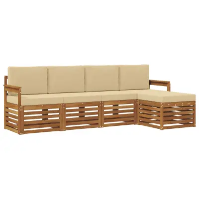 vidaXL Zunanja garnitura za sedenje z blazino 5 pcs Naravna in bež