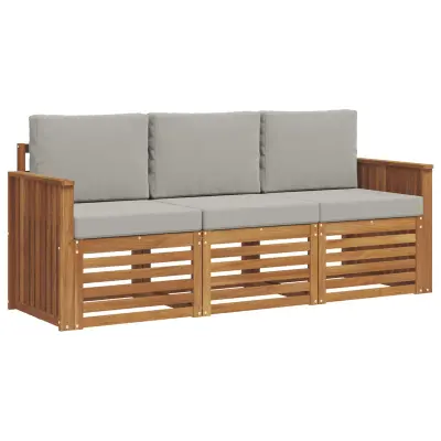 vidaXL Sedežne garniture z blazino 3 pcs Naravna in svetlo siva