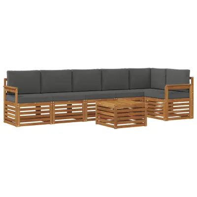 vidaXL Kotna sedežna garnitura z blazino 7 pcs Naravna in antracitna