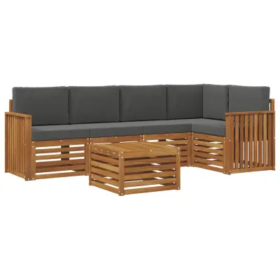 vidaXL Kotna sedežna garnitura z blazino 6 pcs Naravna in antracitna