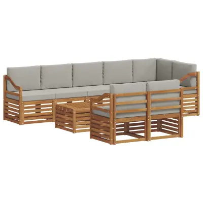 vidaXL Sedežne garniture z blazino 9 pcs Naravna in svetlo siva