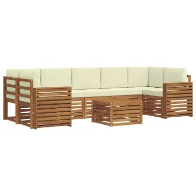 vidaXL Zunanja garnitura za sedenje z blazino 8 pcs Naravna in smetana