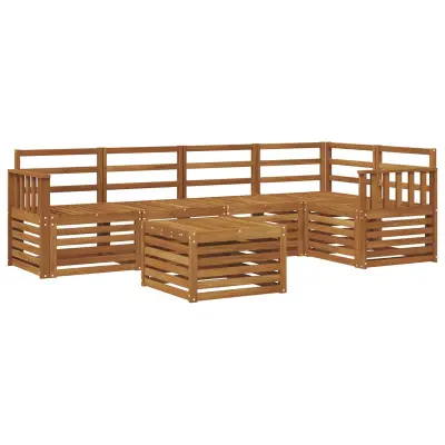 vidaXL Kotna sedežna garnitura 6 pcs Naravna Masiven les akacije