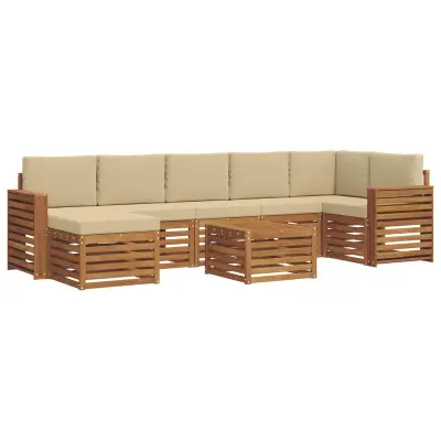 vidaXL Zunanja garnitura za sedenje z blazino 8 pcs Naravna in bež