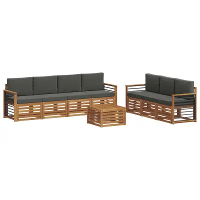 vidaXL Sedežne garniture z blazino 8 pcs Naravna in antracitna