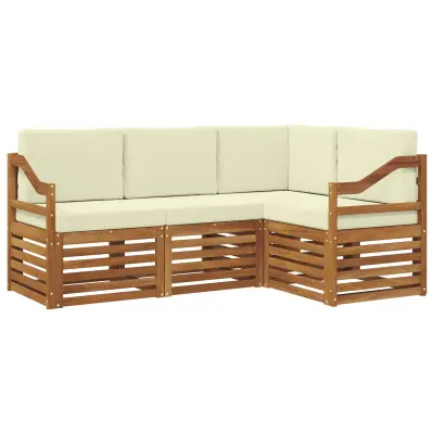 vidaXL Sedežne garniture 4 pcs Naravna in smetana Masiven les akacije
