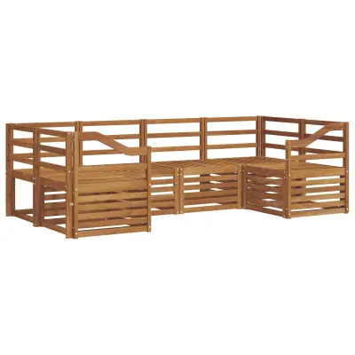 vidaXL Kotna sedežna garnitura 6 pcs Naravna