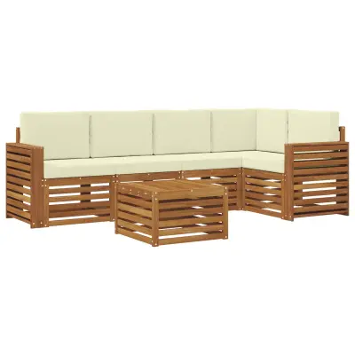 vidaXL Kotna sedežna garnitura z blazino 6 pcs Naravna in smetana