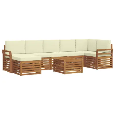 vidaXL Zunanja garnitura za sedenje z blazino 8 pcs Naravna in smetana