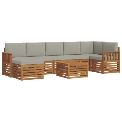 vidaXL Zunanja garnitura za sedenje 8 pcs Naravna in svetlo siva