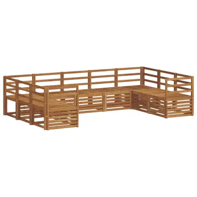 vidaXL Kotna sedežna garnitura 9 pcs Naravna