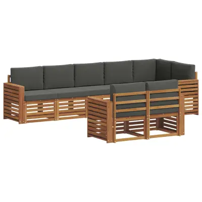 vidaXL Sedežne garniture z blazino 8 pcs Naravna in antracitna