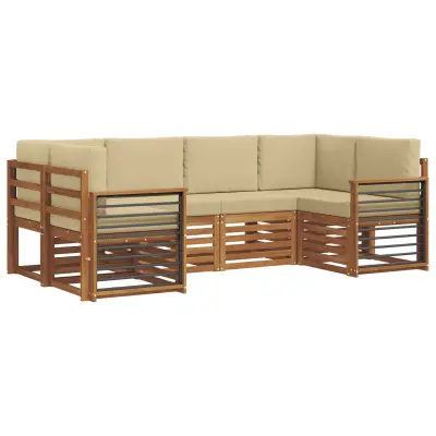 vidaXL Kotna sedežna garnitura z blazino 6 pcs Naravna