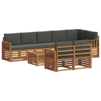 vidaXL Sedežne garniture z blazino 9 pcs Naravna in antracitna