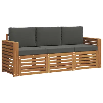vidaXL Sedežne garniture z blazino 3 pcs Naravna in antracitna