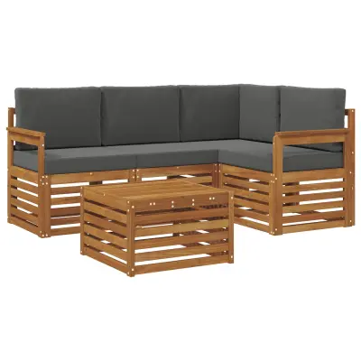 vidaXL Zunanja garnitura za sedenje 5 pcs Naravna in antracitna