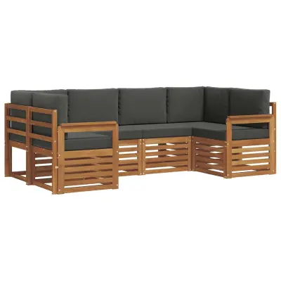 vidaXL Kotna sedežna garnitura z blazino 6 pcs Naravna in antracitna