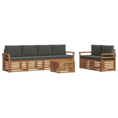 vidaXL Zunanja garnitura za sedenje 7 pcs Naravna in antracitna
