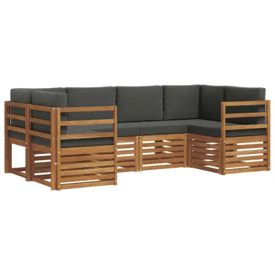 vidaXL Kotna sedežna garnitura z blazino 6 pcs Naravna in antracitna