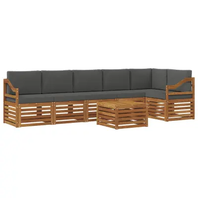vidaXL Kotna sedežna garnitura z blazino 7 pcs Naravna in antracitna