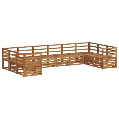vidaXL Kotna sedežna garnitura 10 pcs Naravna