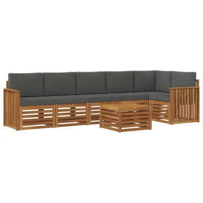 vidaXL Kotna sedežna garnitura z blazino 7 pcs Naravna in antracitna