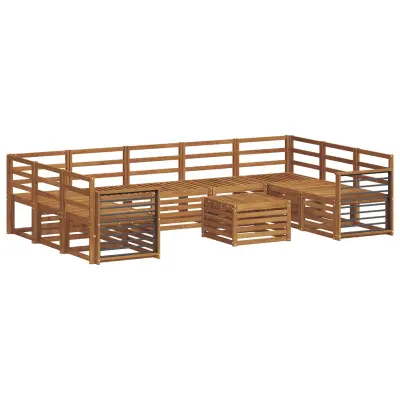vidaXL Sedežne garniture 10 pcs Naravna Masiven les akacije