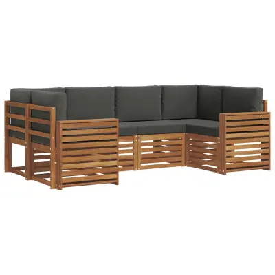 vidaXL Kotna sedežna garnitura z blazino 6 pcs Naravna in antracitna