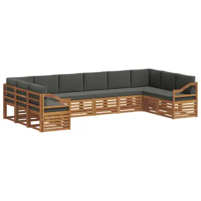 vidaXL Kotna sedežna garnitura z blazino 10 pcs Naravna in antracitna