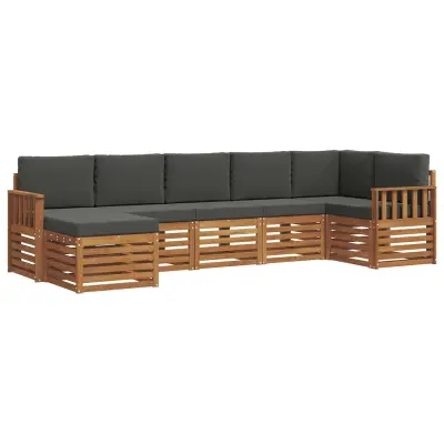 vidaXL Kotna sedežna garnitura z blazino 7 pcs Naravna in antracitna