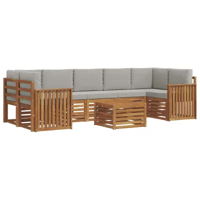 vidaXL Zunanja garnitura za sedenje 8 pcs Naravna in svetlo siva