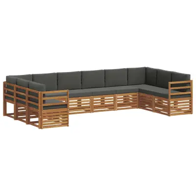 vidaXL Kotna sedežna garnitura z blazino 10 pcs Naravna in antracitna