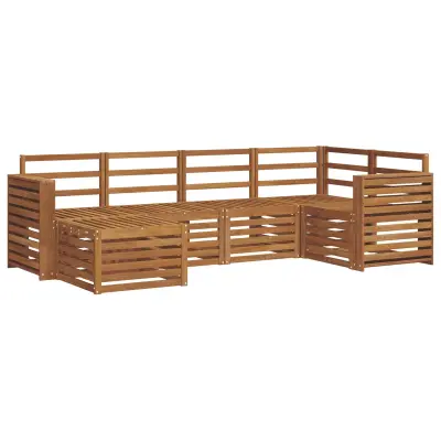 vidaXL Kotna sedežna garnitura 6 pcs Naravna Masiven les akacije