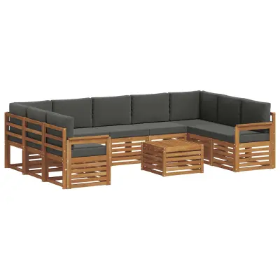 vidaXL Sedežne garniture z blazino 10 pcs Naravna in antracitna