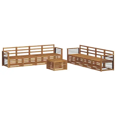 vidaXL Sedežne garniture 9 pcs Naravna Masiven les akacije