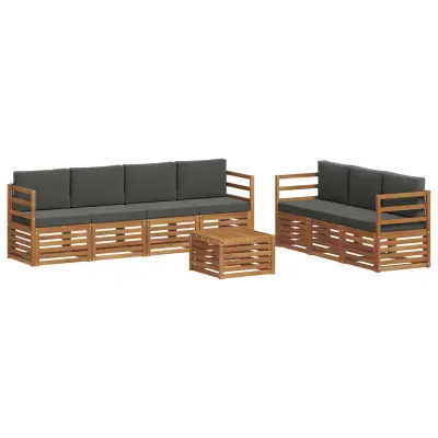 vidaXL Sedežne garniture z blazino 8 pcs Naravna in antracitna