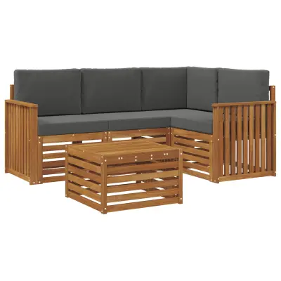 vidaXL Zunanja garnitura za sedenje 5 pcs Naravna in antracitna