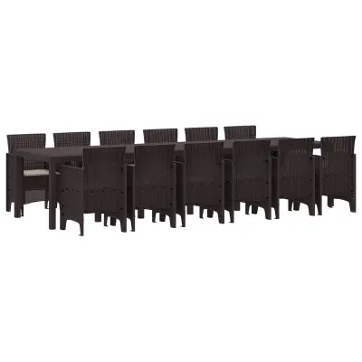 vidaXL Komplet za jedilnico v vrtu 13 pcs Rjava Polt rattan