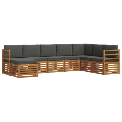 vidaXL Zunanja garnitura za sedenje 8 pcs Naravna in antracitna