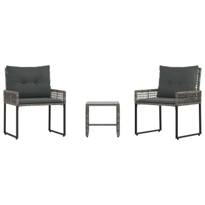 vidaXL Zunanji pohištveni set z blazino 3 pcs Siva